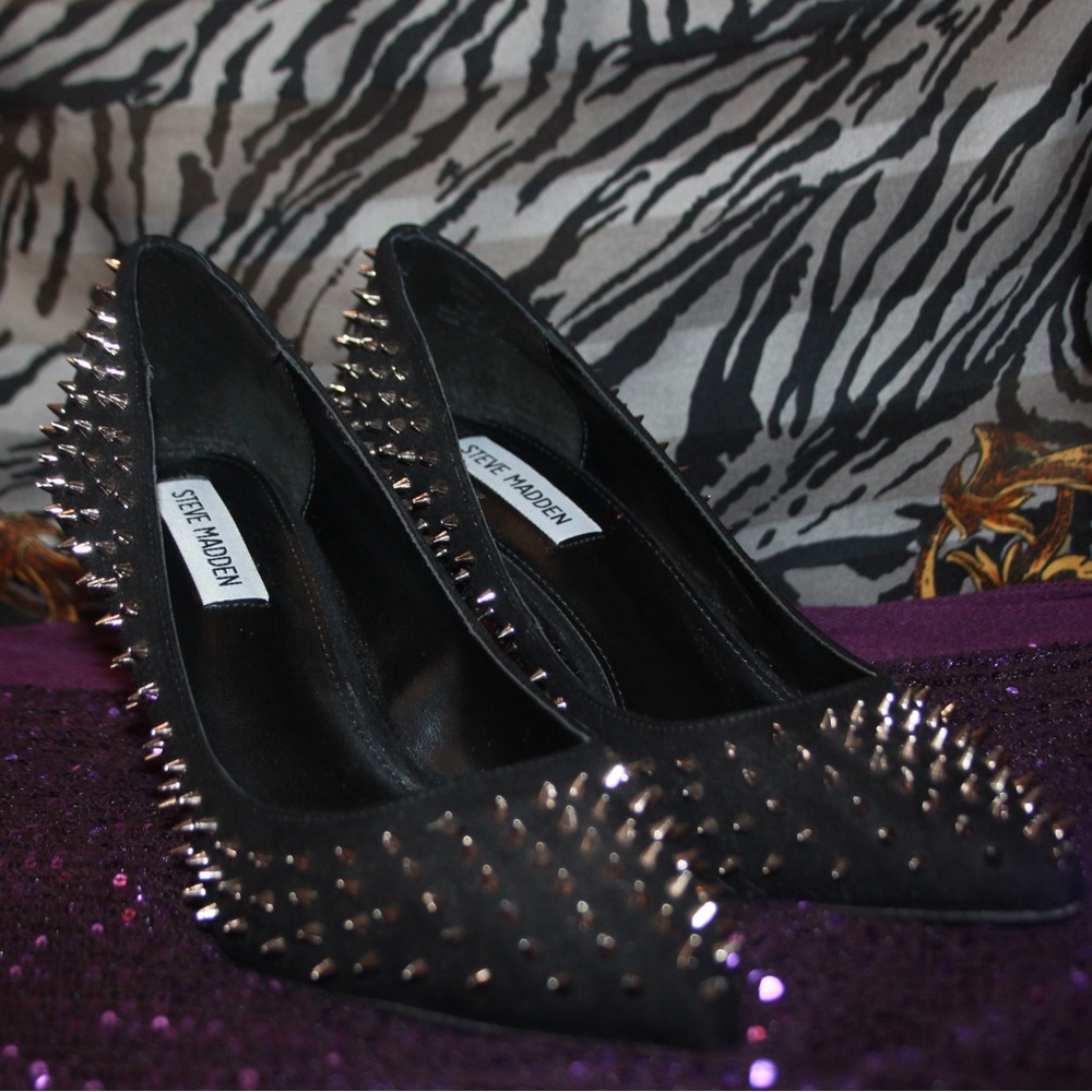 Steve Madden Black Spiked Heels